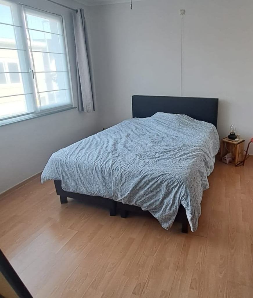 Donkerbruine lederen boxspring 160cm, Ophalen, Bruin, Tweepersoons, Zo goed als nieuw