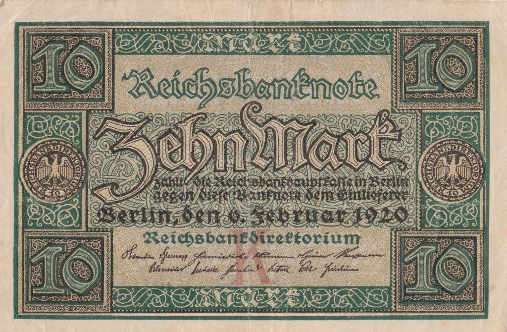 10 Mark Duitsland 1922, Postzegels en Munten, Ophalen