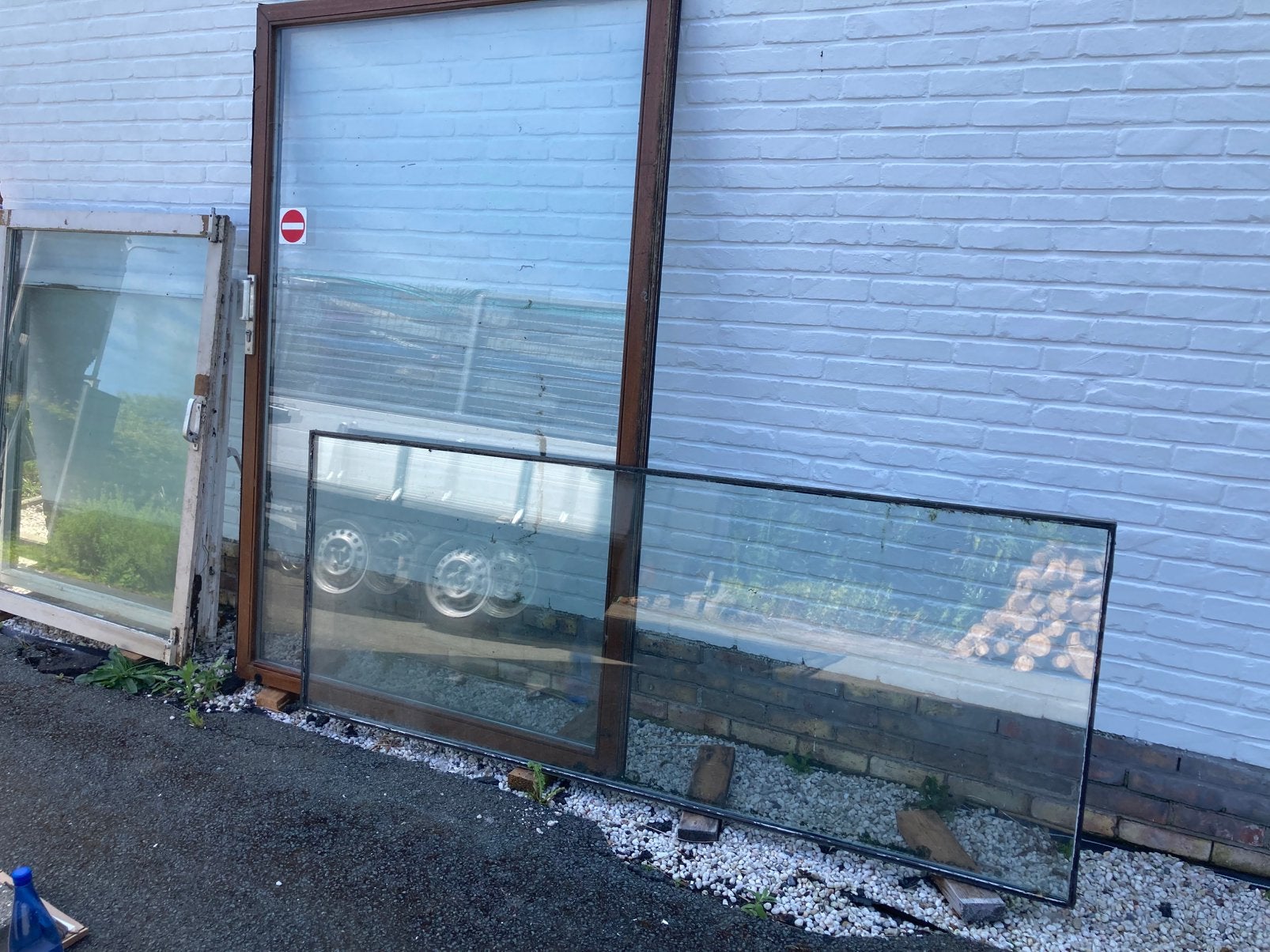 Gratis oude vensters/ ramen - dubbel glas, Doe-het-zelf en Bouw, Ophalen, Gebruikt, Hout