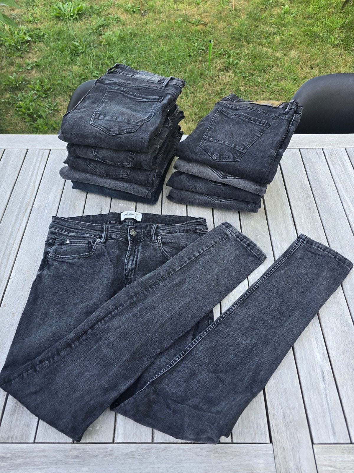 Pakket met 10 skinny jeans broeken MAN - Pull & Bear, Kleding | Heren, Broeken en Pantalons, Ophalen of Verzenden, Gedragen, Grijs