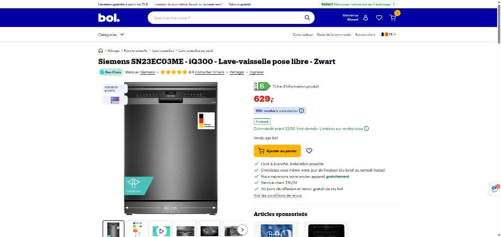 Siemens iQ300 Black Inox - Comme neuf - Garantie 09/2027, 85 à 90 cm, Moins de 10 litres, Comme neuf, Enlèvement