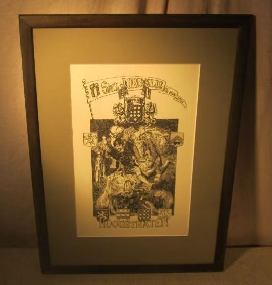Belle gravure - Hoogstraten - 55x41, Enlèvement ou Envoi, Gravure, Encadré