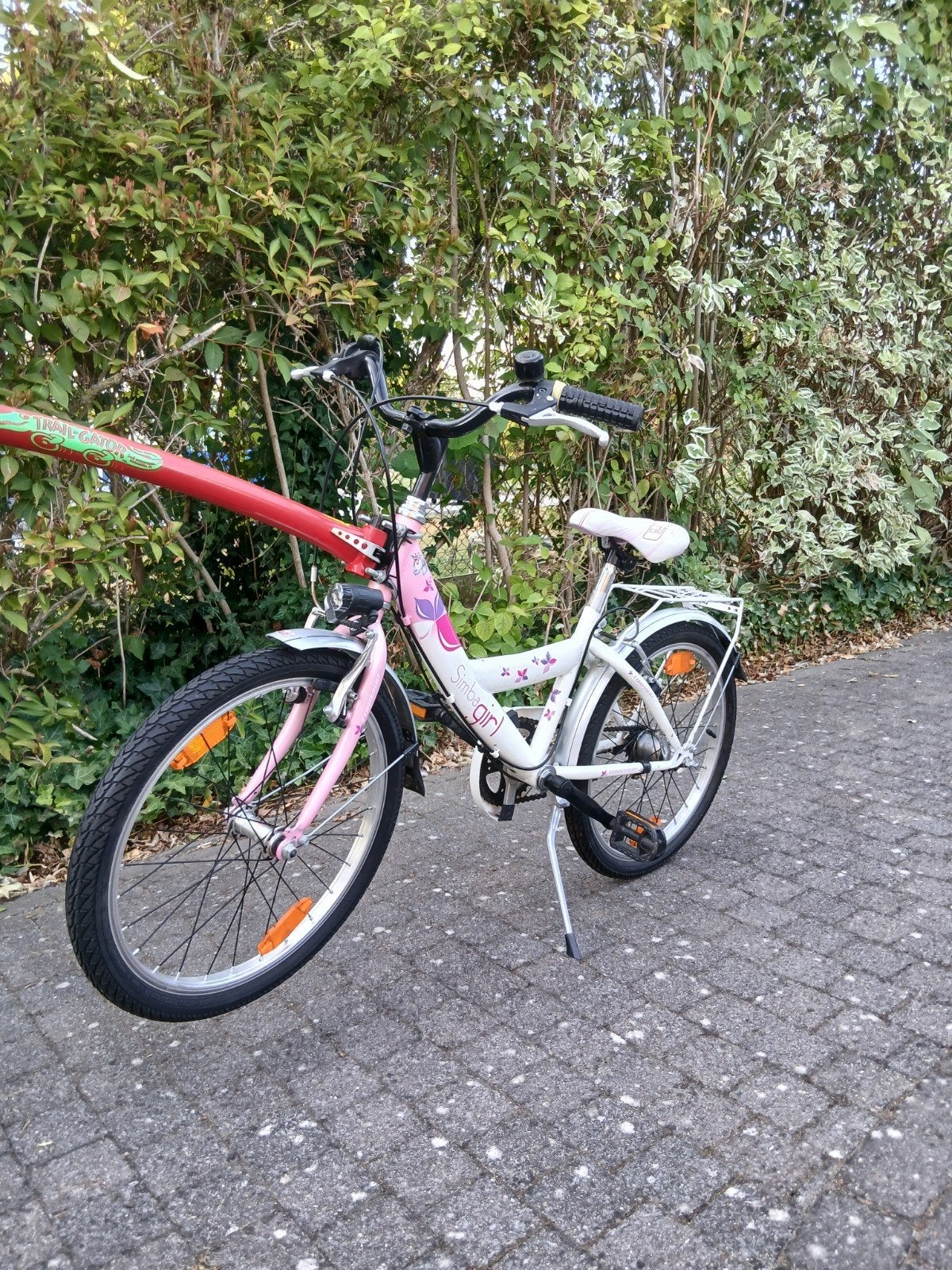 meisjesfiets 20 inch + trail gator tandemstang, Fietsen en Brommers, Fietsen | Meisjes, Ophalen, Velgrem, Versnellingen, 20 inch