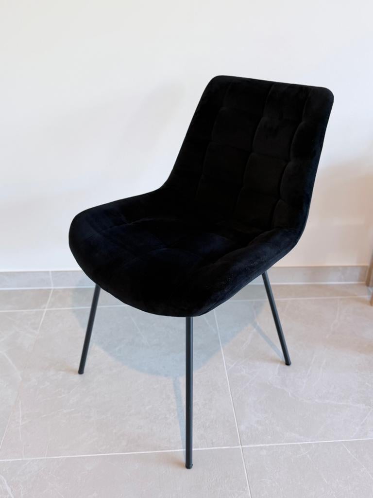 4x velvet eetkamer stoelen, Ophalen, Zo goed als nieuw, Stof