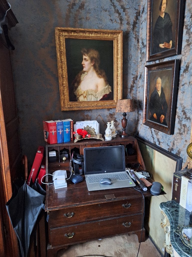 Schilderij dame in profiel, Antiek en Kunst, Ophalen, Doek, Portret of Personen, Realistisch