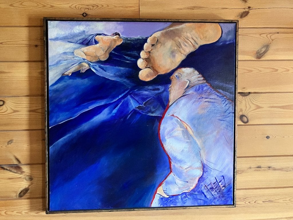 Schilderij Wivine Vernieuwe - Foot 2001, Antiek en Kunst, Kunst | Schilderijen | Modern, Ophalen, Figuren, Ophangklaar, Olieverf