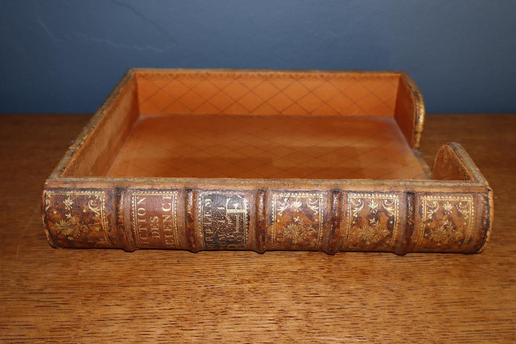 Dépose lettres de bureau en cuir style livre ancien., Antiek en Kunst, Ophalen of Verzenden