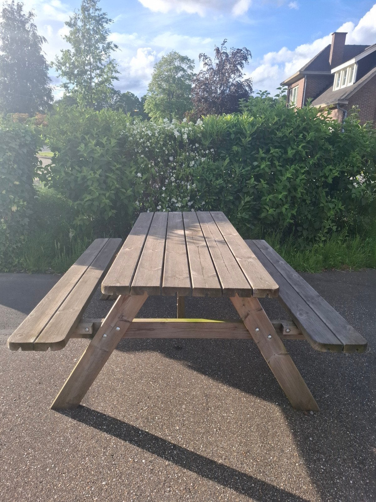 Picknicktafel met opklapbare banken, Ophalen, Gebruikt, Inklapbaar, Rechthoekig