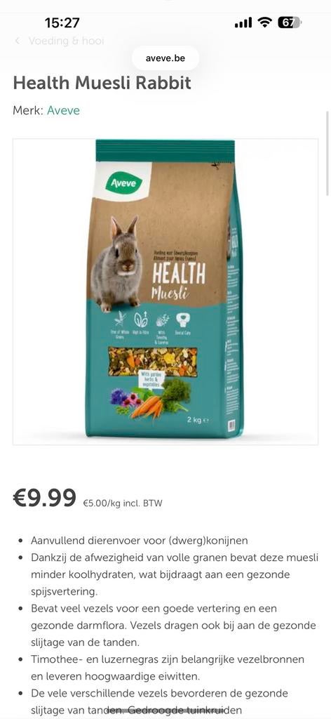 Konijnen voeding, Dieren en Toebehoren, Konijnen, Dwerg