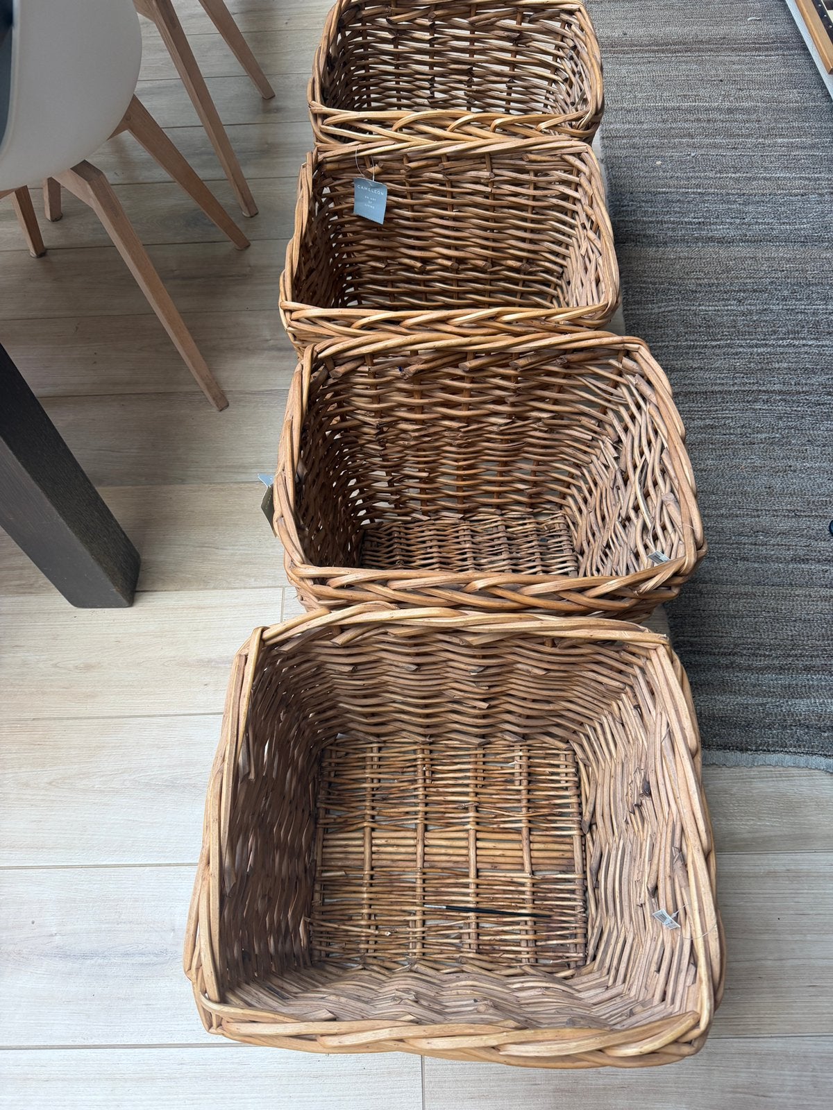 Rieten manden 4x, Huis en Inrichting, Woonaccessoires | Schalen en Manden, Ophalen, Gebruikt, Gevlochten, Mand