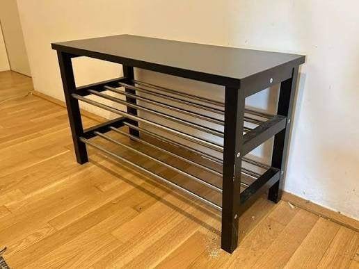 2x IKEA TJUSIG schoenenbank – zwart – 108  34  50 cm, Ophalen, Zo goed als nieuw