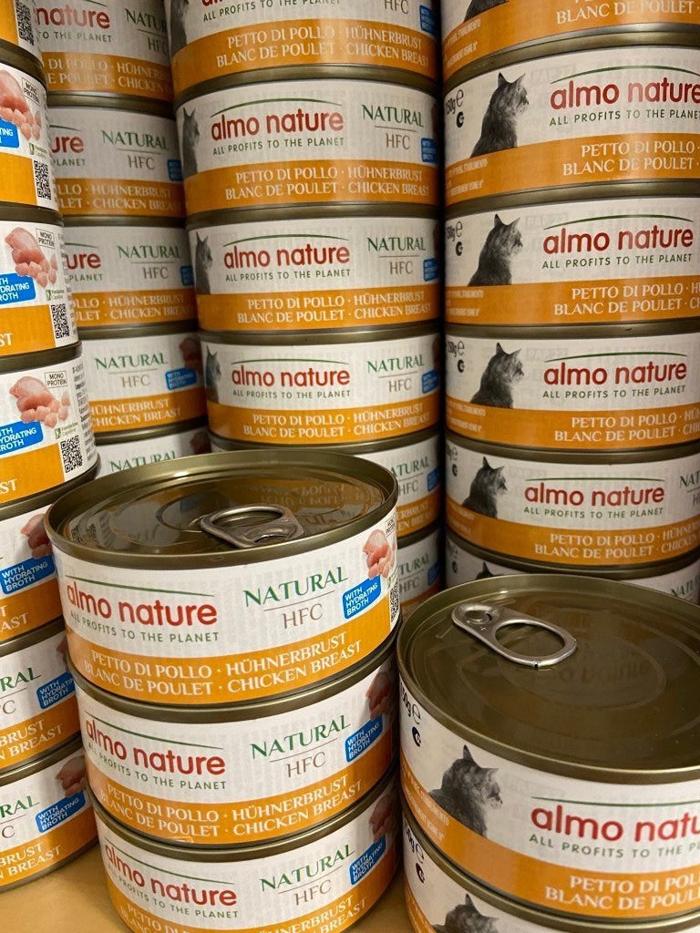 100 blikjes van 150 g Almo Nature HFC kat, Dieren en Toebehoren, Dierenvoeding, Ophalen of Verzenden, Kat