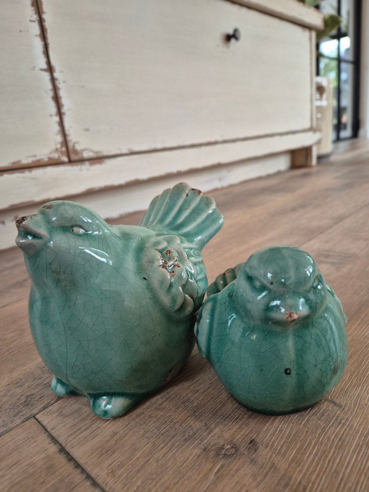 Decoratieve porseleinen vogeltjes, Ophalen, Blauw, 15 cm, Zo goed als nieuw