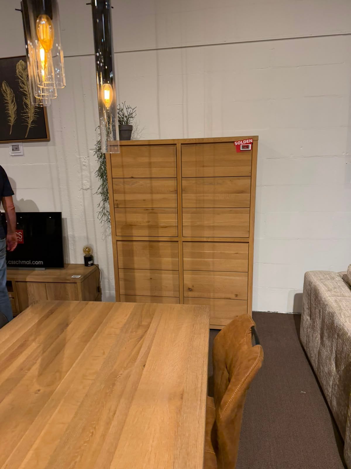 Barkast Amarillo 125cm - eik massief & decor - naturel, Huis en Inrichting, Kasten | Buffetkasten, Ophalen, 100 tot 150 cm, 150 tot 200 cm