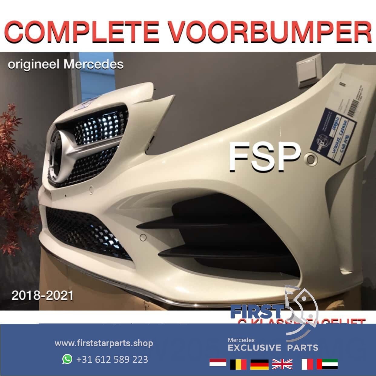 W205 FACELIFT C43 AMG VOORBUMPER + DIAMAND GRIL WIT COMPLEET, Utilisé, -, Avant, -
