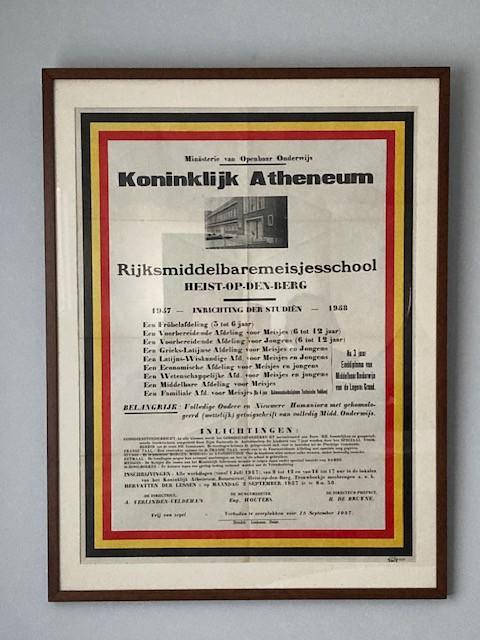 Affiche Koninklijk Atheneum Heist o/d Berg (1957), Verzamelen, Retro, Overige typen, Ophalen