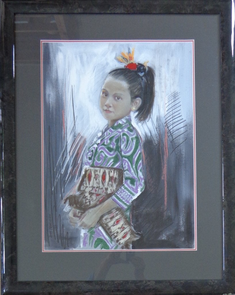 LOUIS NAGELKERKE / MEISJE KIMONO / OLIEVERF / 98x78cm KADER, Antiquités & Art, Enlèvement, Verre, Signé, Peinture à l'huile