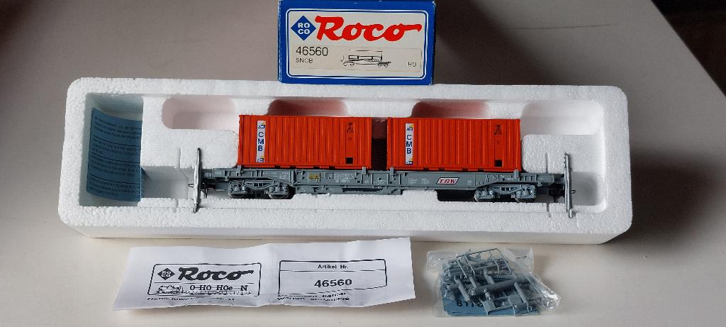 SNCB/NMBS ROCO CONTAINERWAGEN CMB*HO*DC 46560, Gelijkstroom, Verzenden, Wagon, Zo goed als nieuw