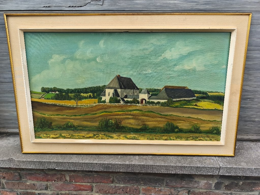 Huile sur toile signe marthe desterbecq, Antiquités & Art, Enlèvement, Toile