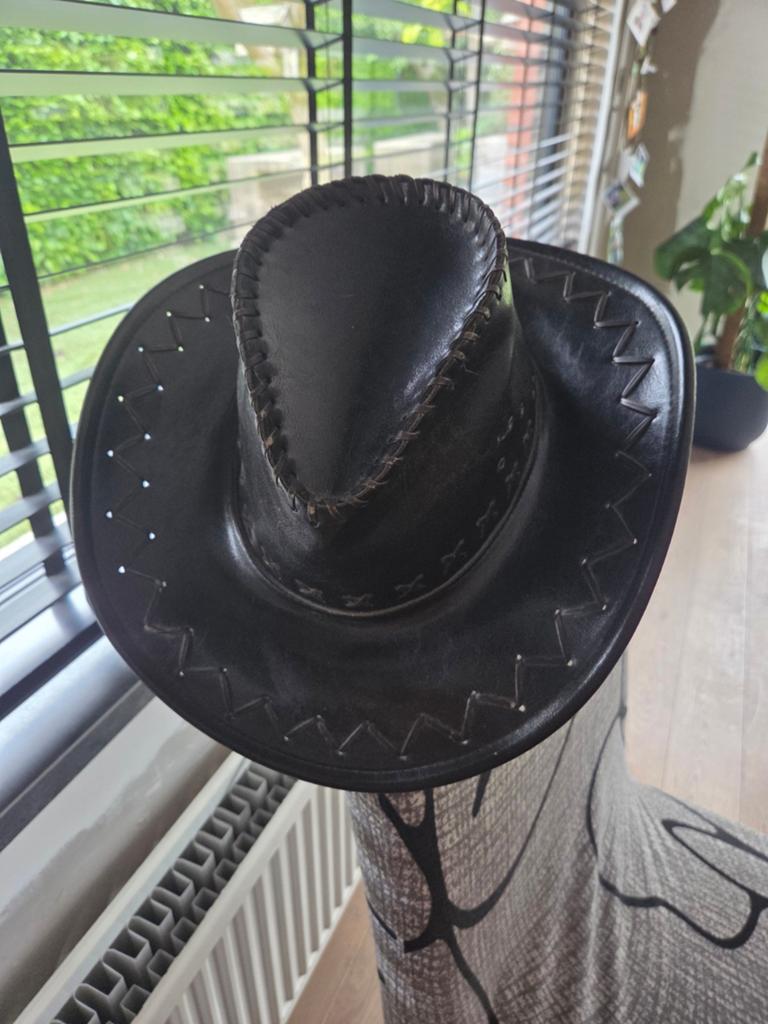Cowboyhoed, echt leder donderbruin/zwart, Ophalen