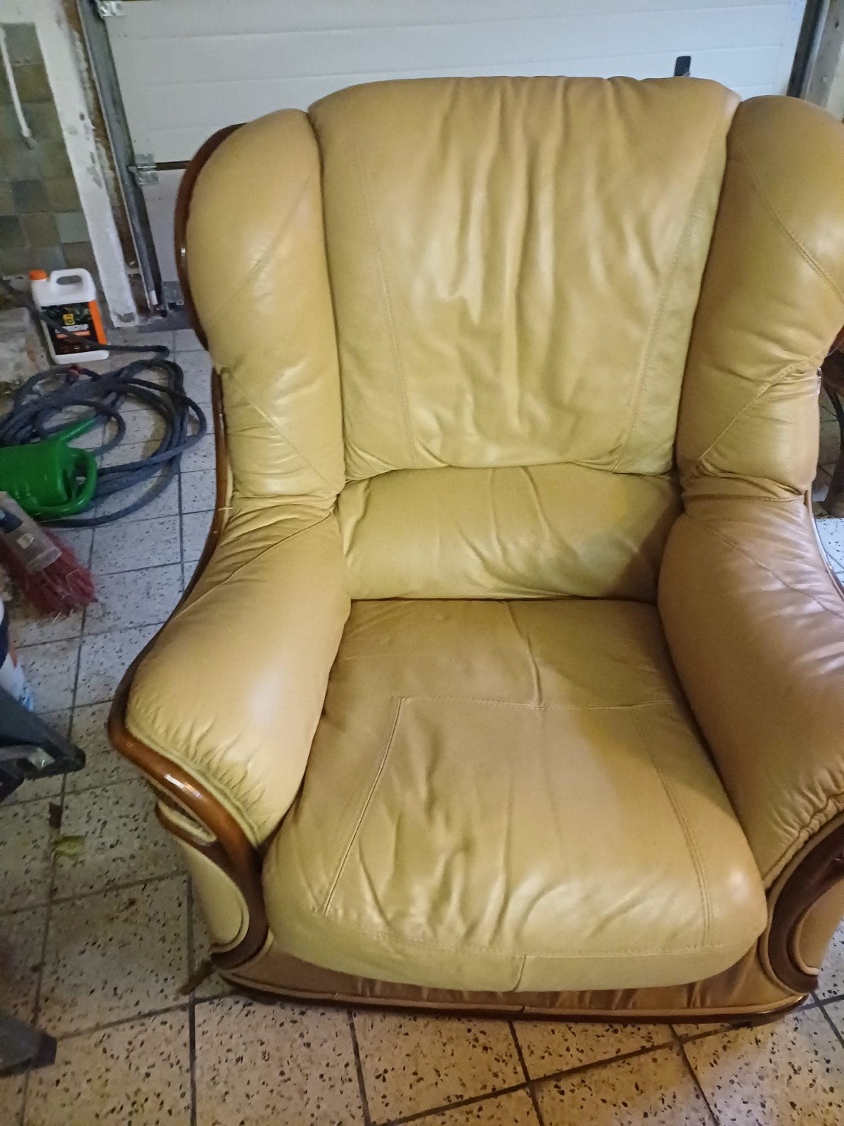 Lederen salon, Ophalen, Gebruikt, Hout