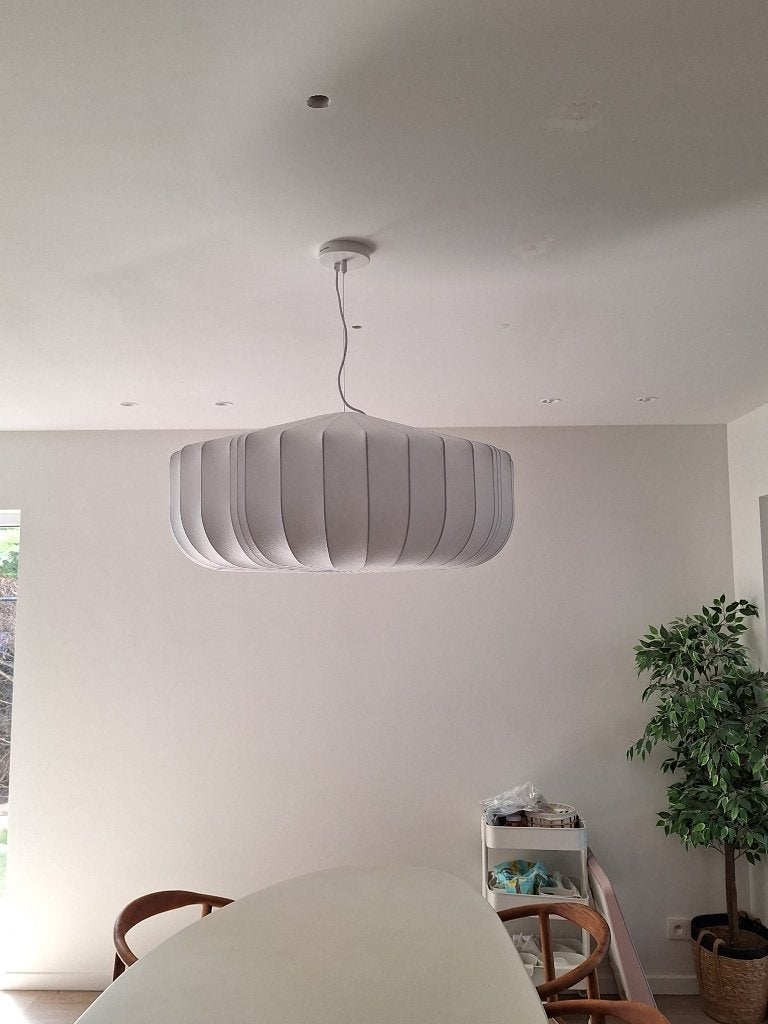 Kave Home Hanglamp Somar - 76 cm Wit, Enlèvement, Neuf, Textile, E27 (grand)