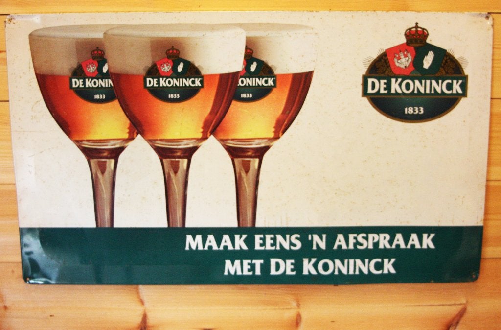 Bieren De Koninck Reclamebord Uit 1981 / Uit Metaal, Verzamelen, Biermerken, Ophalen of Verzenden, Gebruikt, Reclamebord, Plaat of Schild