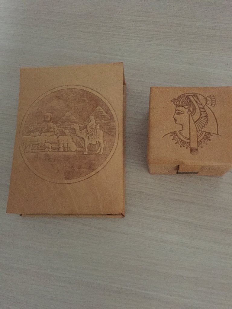 nota boekje + klein sieradendoosje uit Egypte, Antiquités & Art, Art | Art non-occidental, Papier/carton, Enlèvement ou Envoi