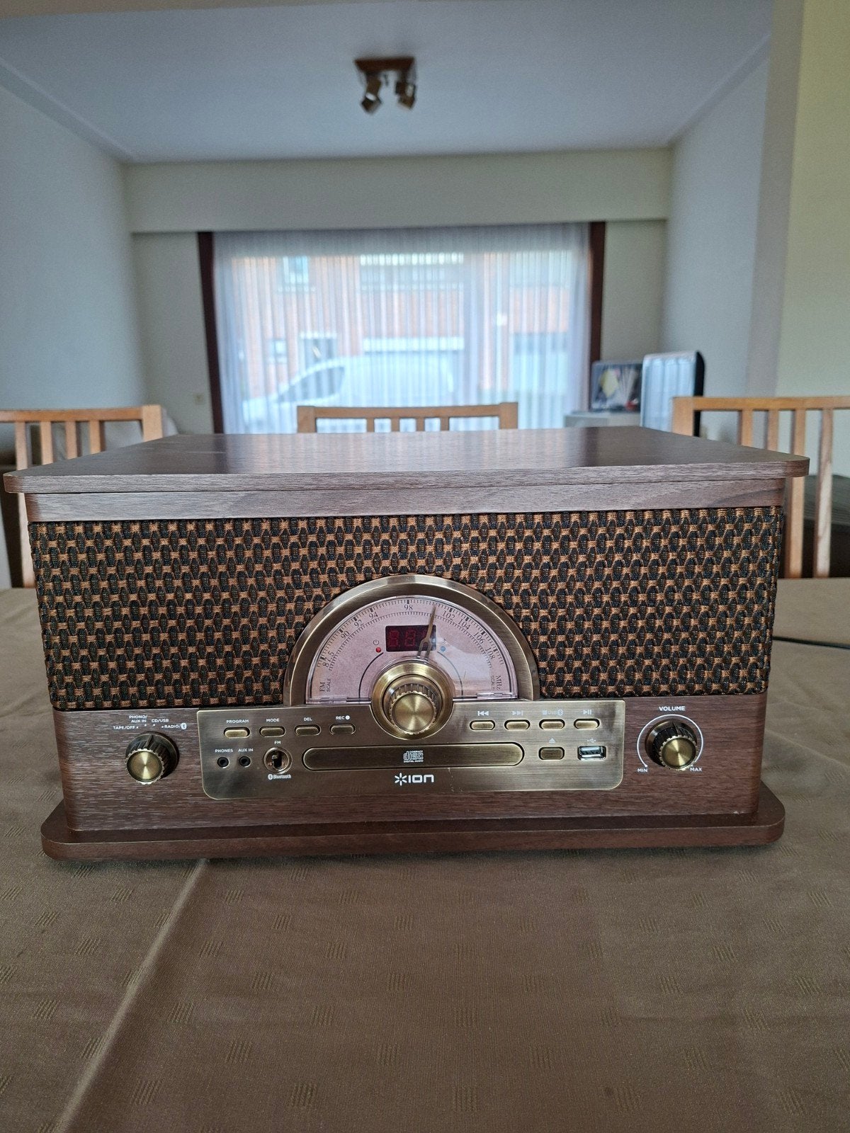 Platenspeler met cd,cassette en radio., Zo goed als nieuw, USB-aansluiting, Platenspeler, Ophalen