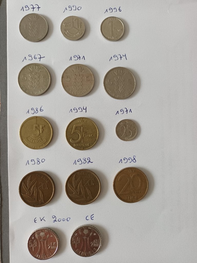 Lot de francs belges (1F, 5F, 20F, 25c et 50F EK 2000), Enlèvement, Autre, Série