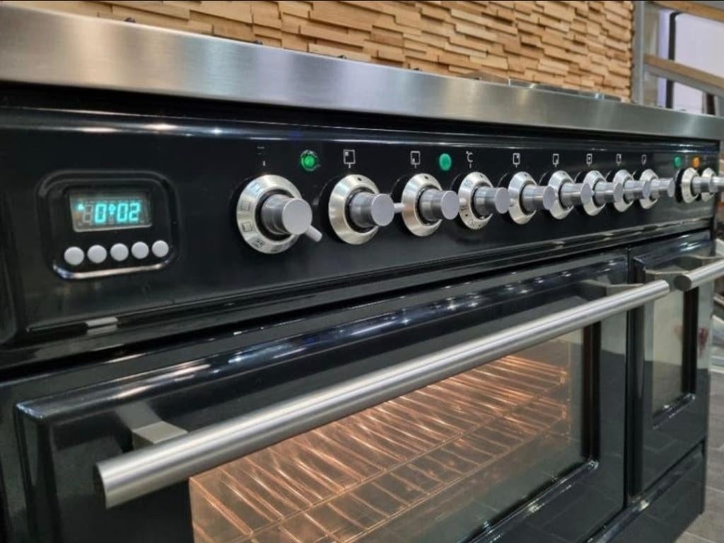 🔥Luxe Fornuis Boretti Majestic 120cm zwart Frytop 7 pits, Ophalen, 60 cm of meer, Zo goed als nieuw, Energieklasse A of zuiniger