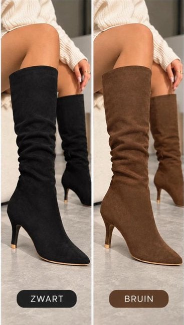 Bottes à talons hauts en daim élégantes - noires et brunes, Vêtements | Femmes, Enlèvement, Comme neuf, Brun