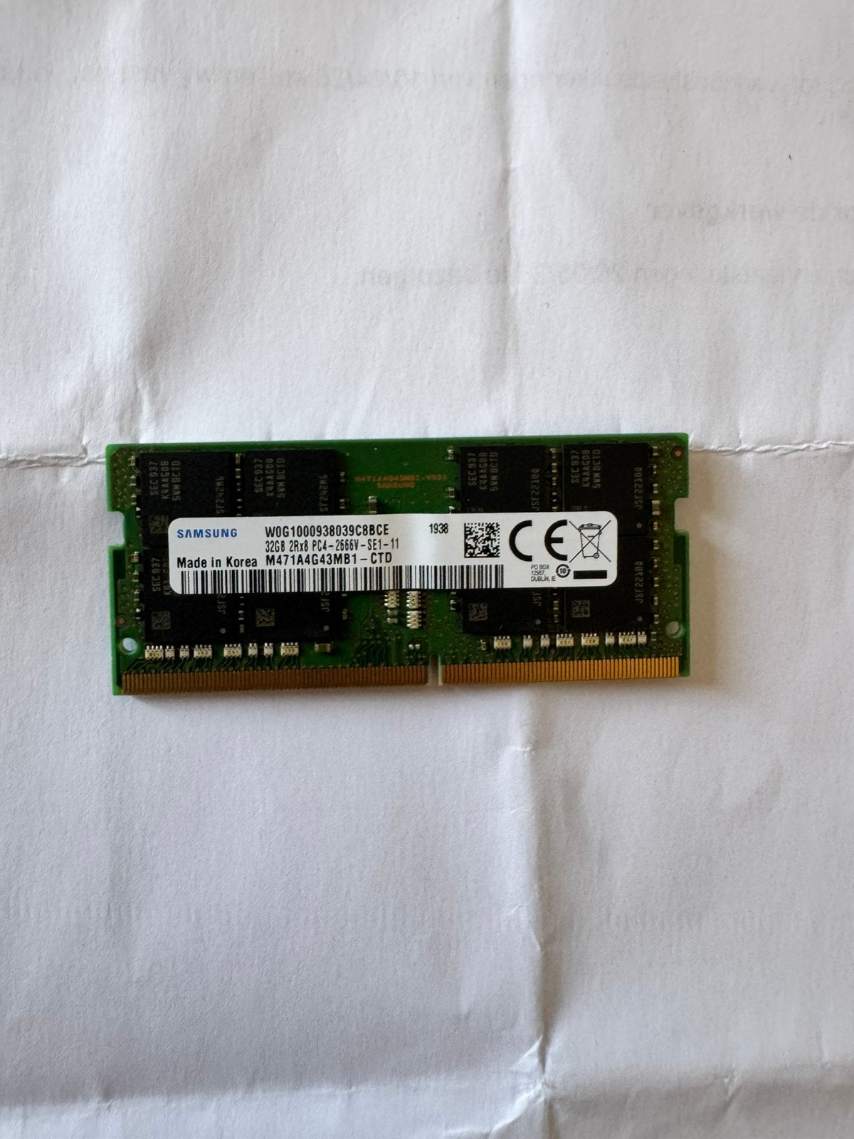 RAM 32GB, Computers en Software, RAM geheugen, Zo goed als nieuw, Laptop, 32 GB, DDR4, Ophalen