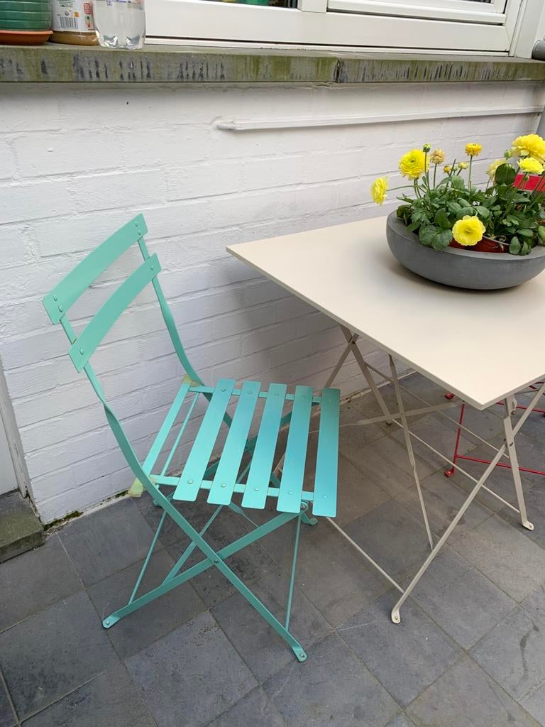 4 tuinstoeltjes, Tuin en Terras, Tuinsets en Loungesets, Ophalen, 4 zitplaatsen, Gebruikt, Aluminium