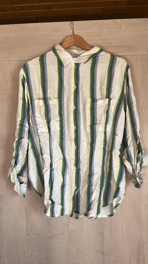 blouse kaki creme eviva 50, Kleding | Dames, Grote Maten, Eviva, Ophalen of Verzenden, Zo goed als nieuw, Blouse of Tuniek