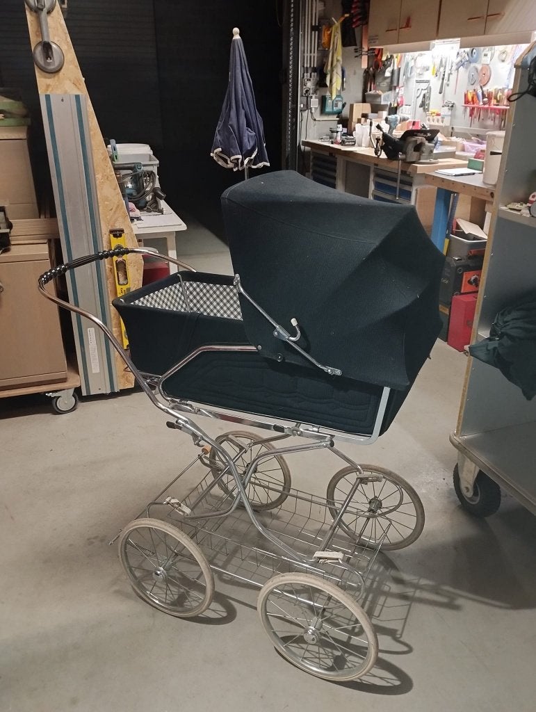 Kinderwagen RETRO model - donkerblauw, Ophalen, Gebruikt, Kinderwagen
