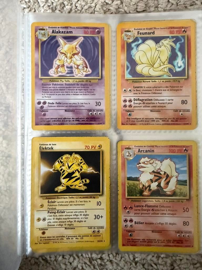 Carte Pokémon set de base, Hobby & Loisirs créatifs, Enlèvement ou Envoi, Utilisé, Plusieurs cartes