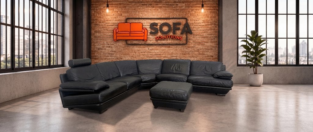 Natuzzi Zwart Echt Lederen Hoekzetel-Gratis Levering BE, Minder dan 75 cm, Hoekbank, Leer, Ophalen of Verzenden