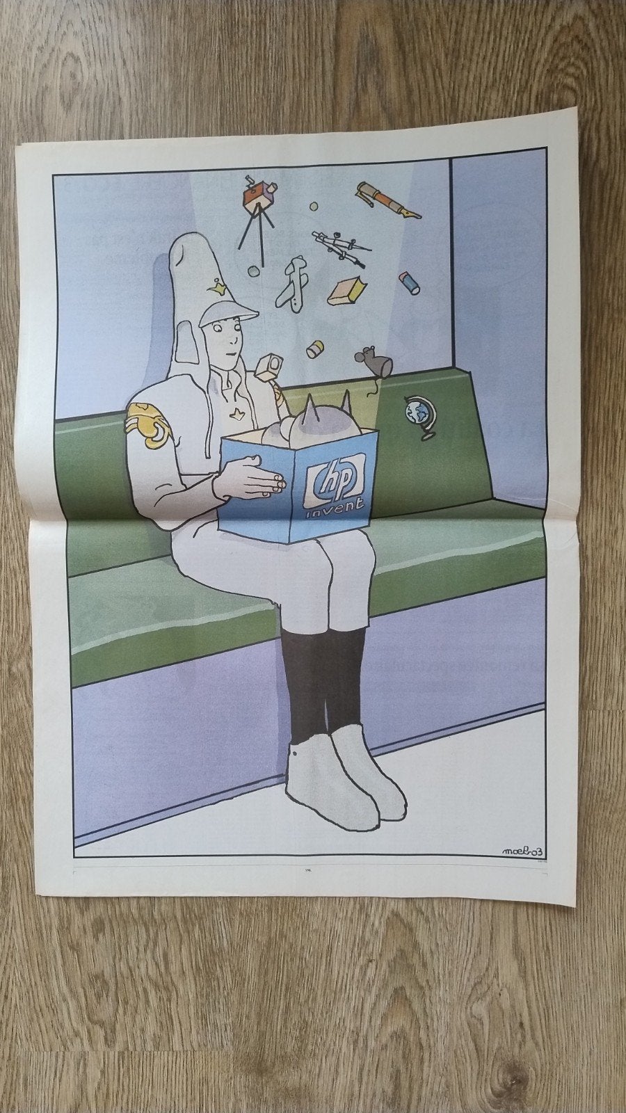 Illustration Moebius pour anniversaire du Chat Geluck 2003, Ophalen