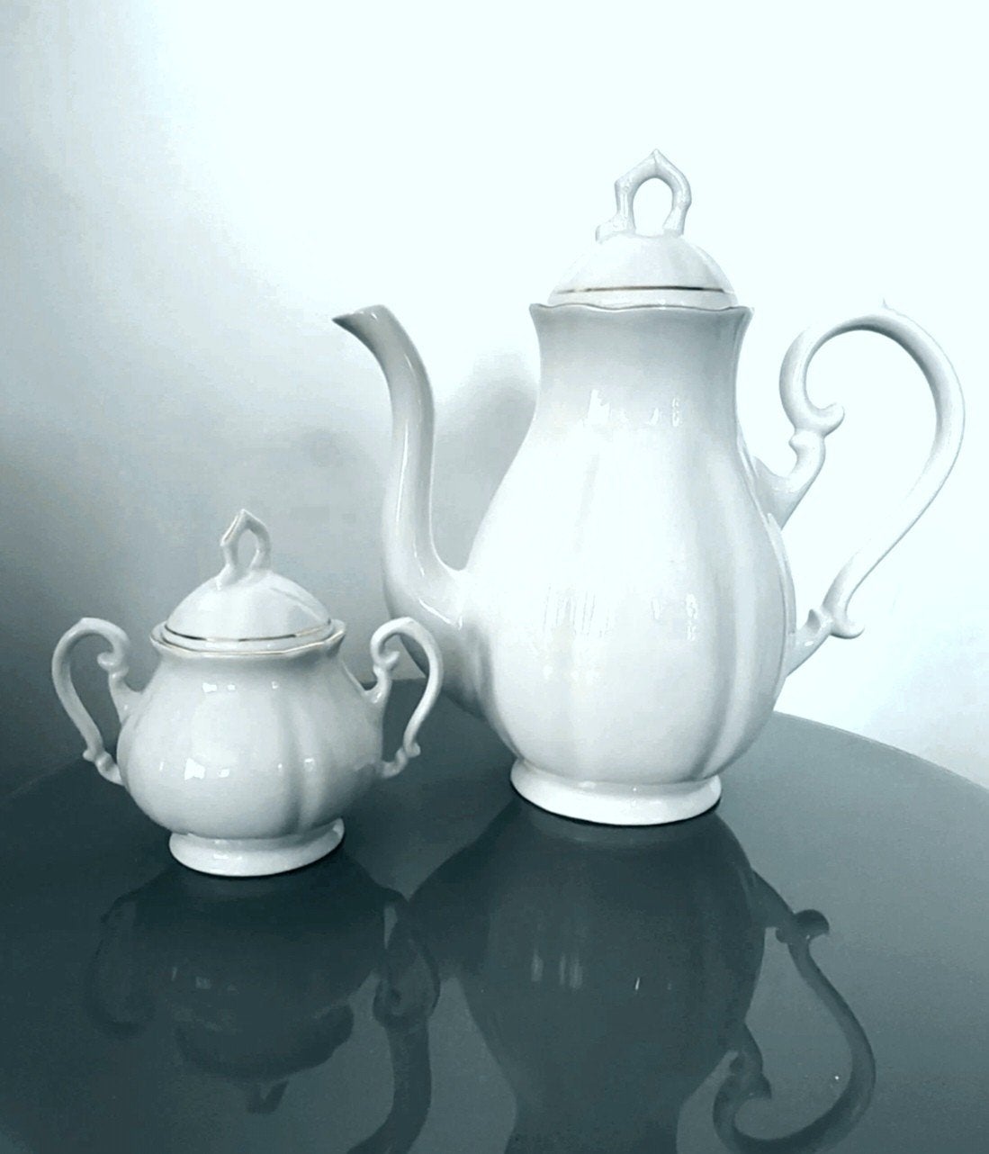 Grande Cafetière Et Sucrier En Porcelaine Fine Italie, Enlèvement ou Envoi