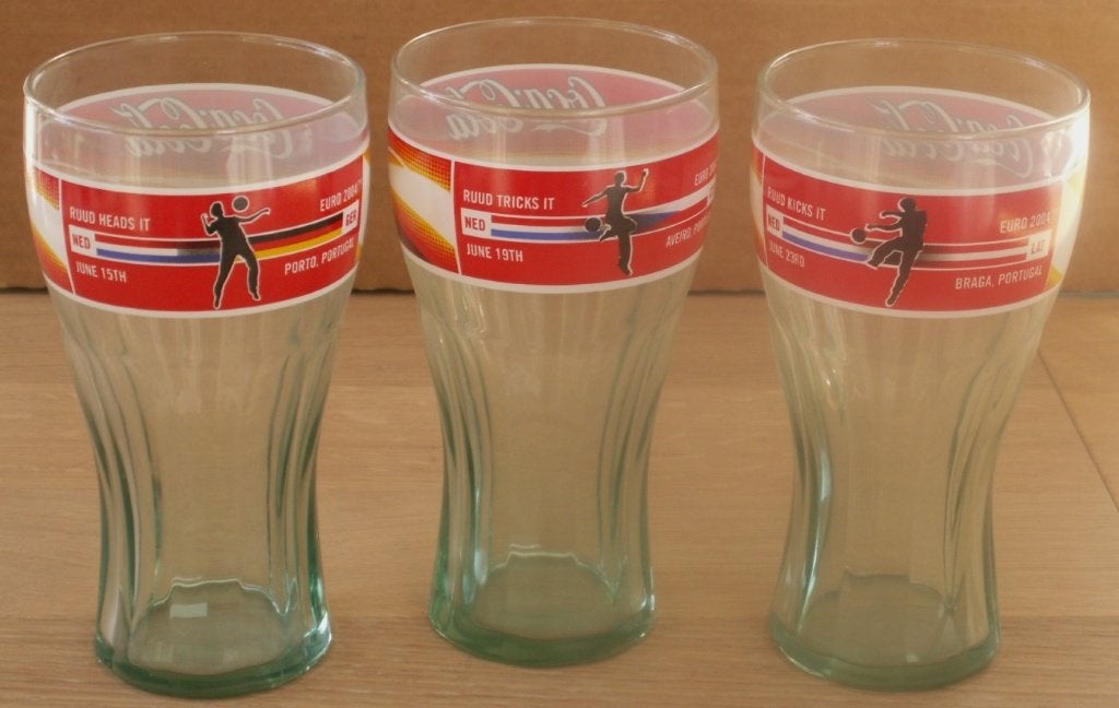 Set van 3 Coca Cola contourglazen Euro 2004 Portugal Ruud, Ophalen of Verzenden, Nieuw