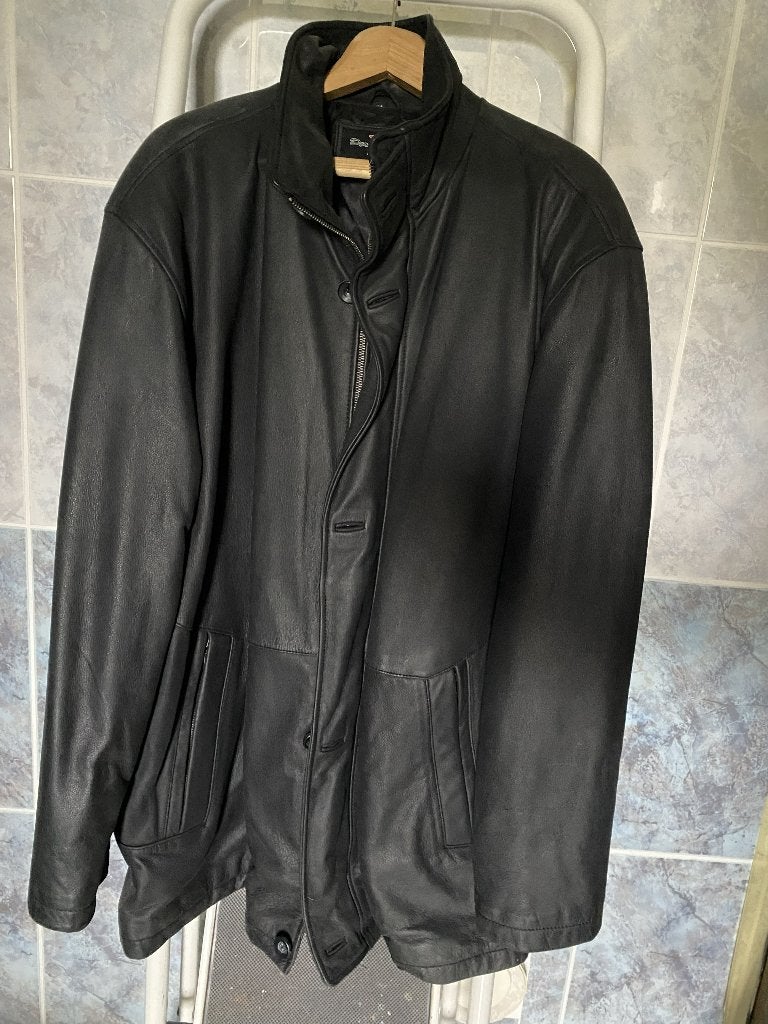 Lederen herenjas - maat 54, Kleding | Heren, Jassen | Winter, Maat 52/54 (L), Dermopelle, Blauw, Ophalen of Verzenden
