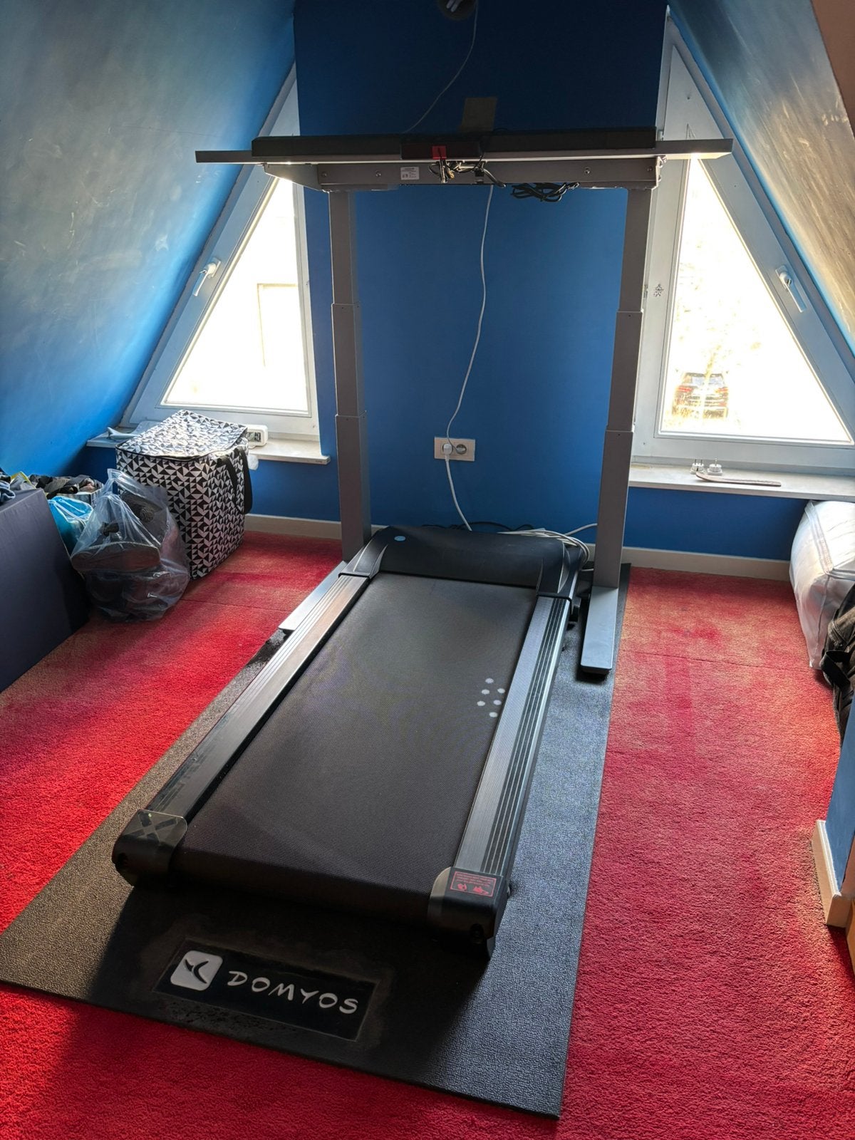 Wandelband met bureautafel (treadmill desk), Werkplek, Ophalen, Gebruikt, Tafel