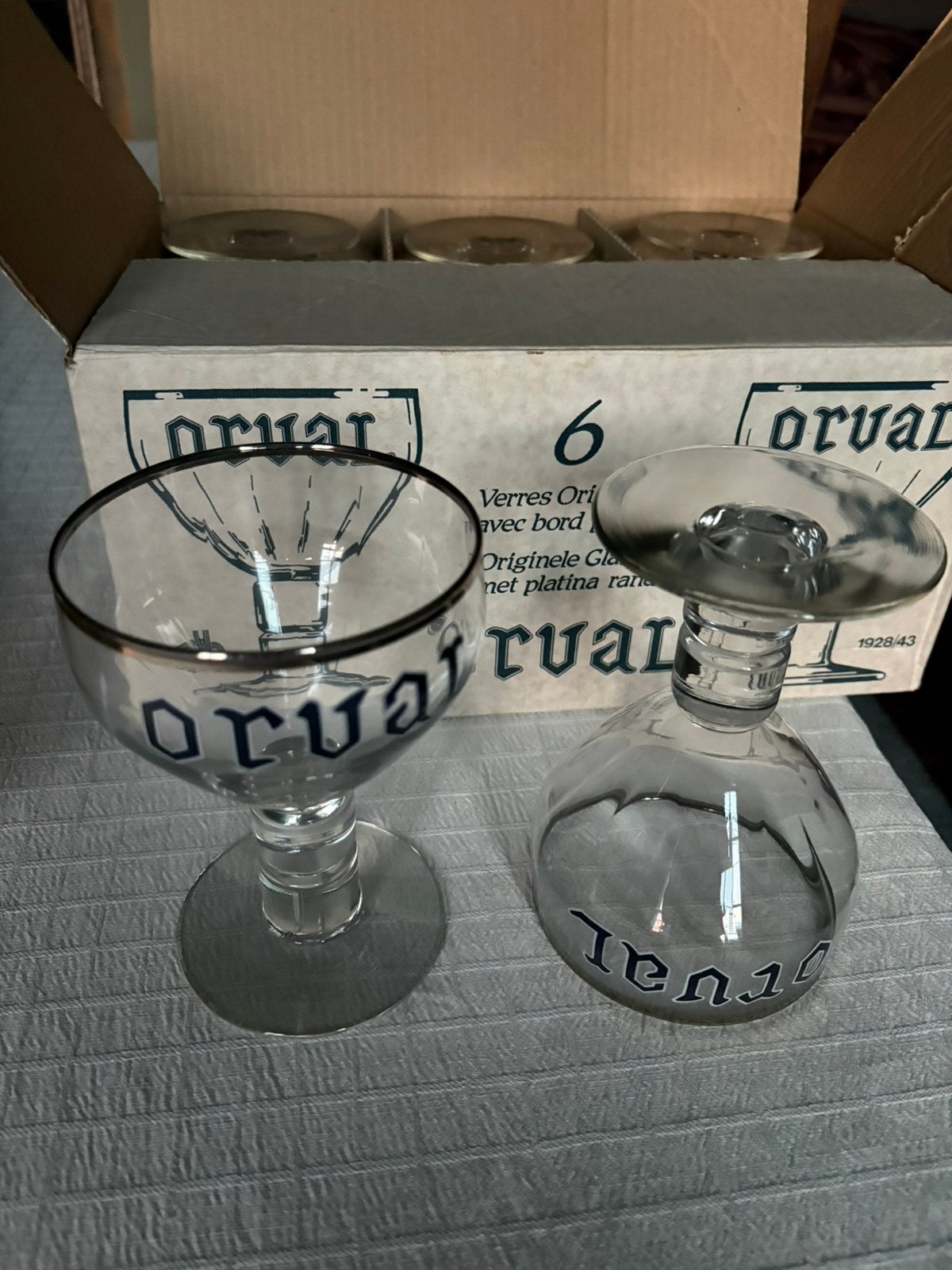 6 glazen van Orval - perfecte staat, Ophalen, Zo goed als nieuw