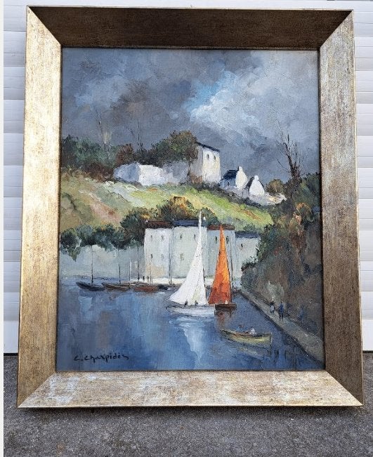 Huile sur toile marine christophe charpides, Enlèvement ou Envoi, Toile