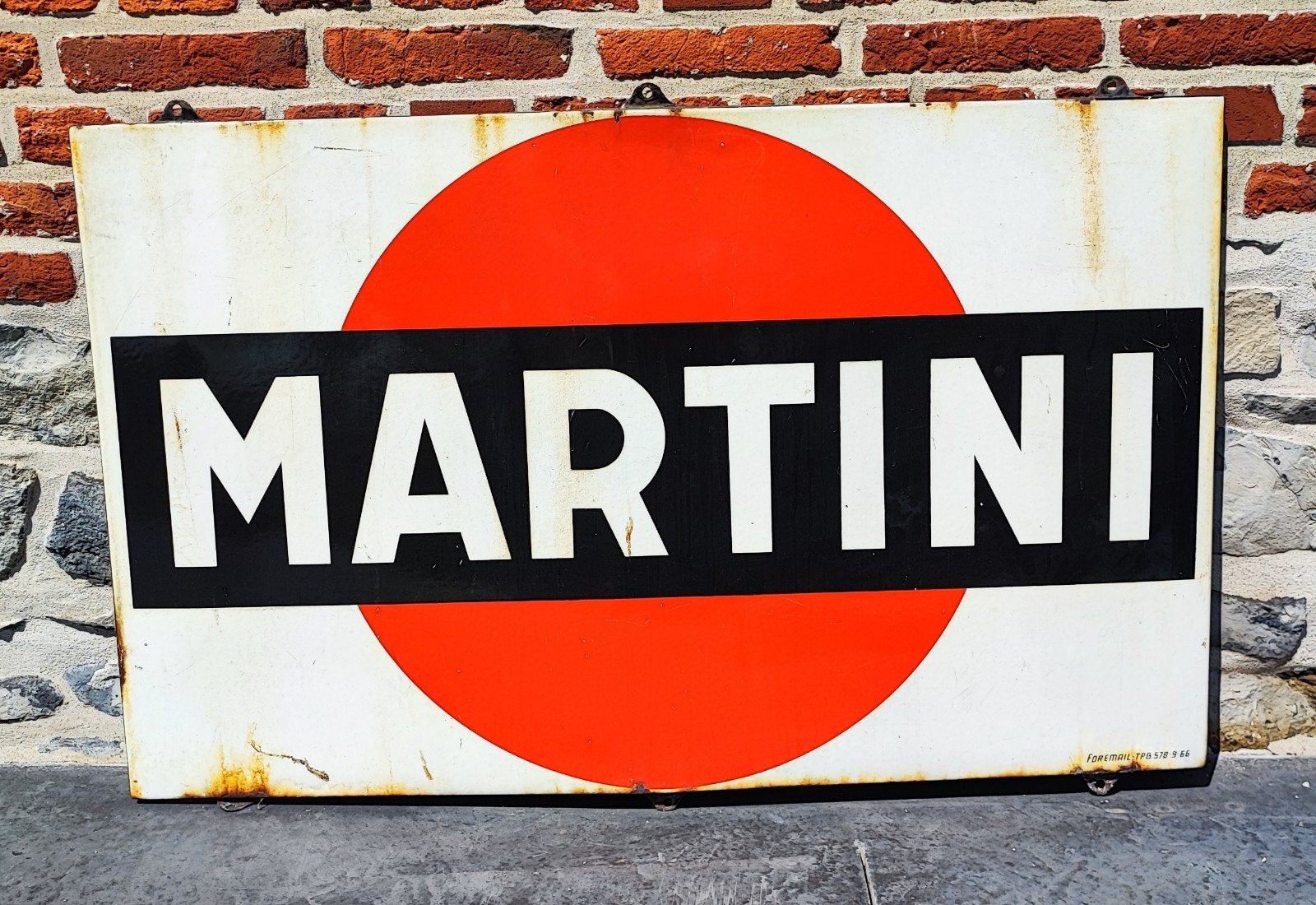 plaque émaillée Martini 1966, Collections, Marques & Objets publicitaires, Enlèvement ou Envoi, Utilisé, Panneau publicitaire