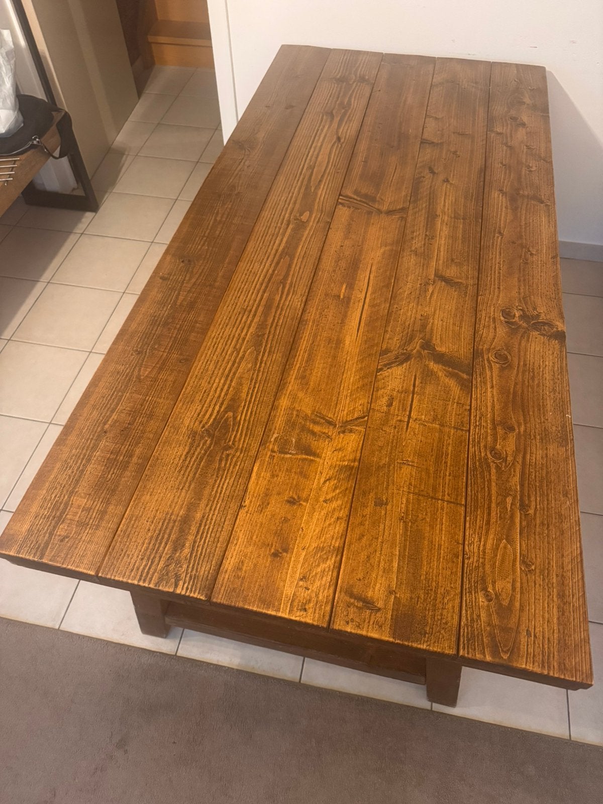 Massief houten eettafel 190 x 90 cm, Ophalen, Zo goed als nieuw