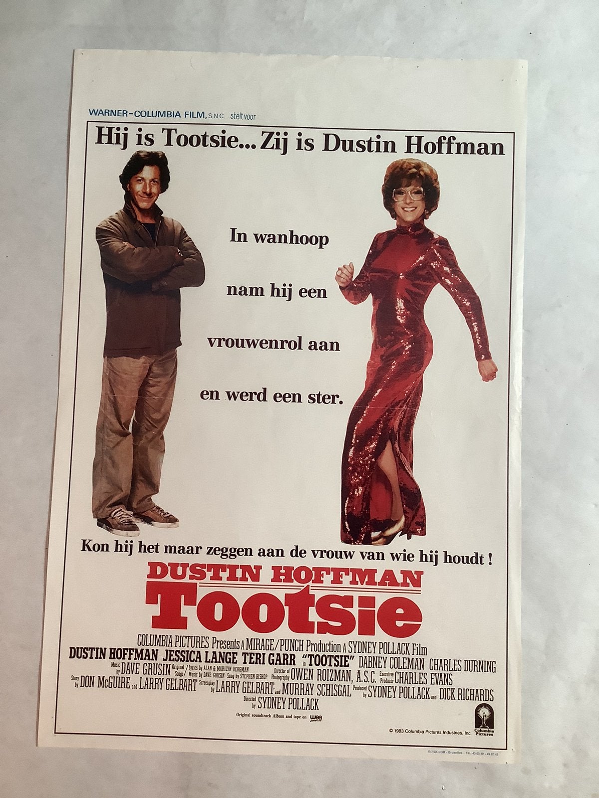 TOOTSIE   FILMPOSTER   36-54 cm    USED, Verzamelen, Ophalen of Verzenden, Zo goed als nieuw
