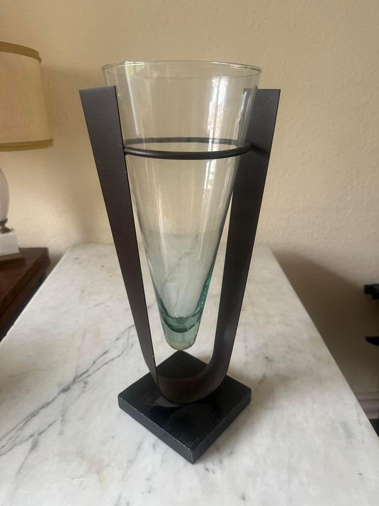 vase décoratif contemporain en verre design minimaliste, Enlèvement, Comme neuf, Noir, Verre