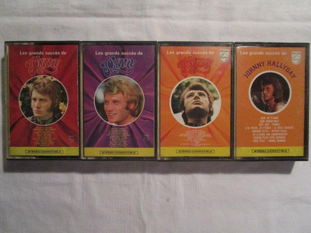Johnny Hallyday : lot de K7 audios "Les grands succès", Enlèvement ou Envoi, Originale, Utilisé, Rock en Metal
